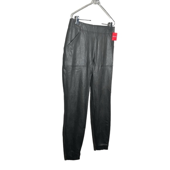 Spanx Women's Black Leather Like Jogger Rise High - Picture 9 of 17